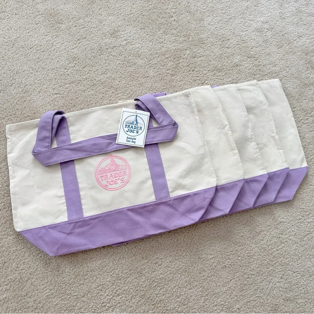 Trader Joe’s Large Lavender / Purple Canvas Tote Bag - Picture 4 of 5